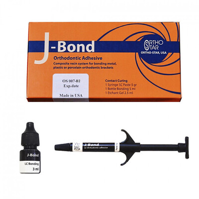 J-Bond, адгезив для брекетів хім. затв, шпр. 5 г + бонд 5 мл + протравка 2,5 мл