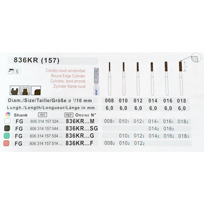 Бор TEKA (Італія), алмазний для Т/Н 836KR, циліндр c заокругленим краєм, 1 шт.