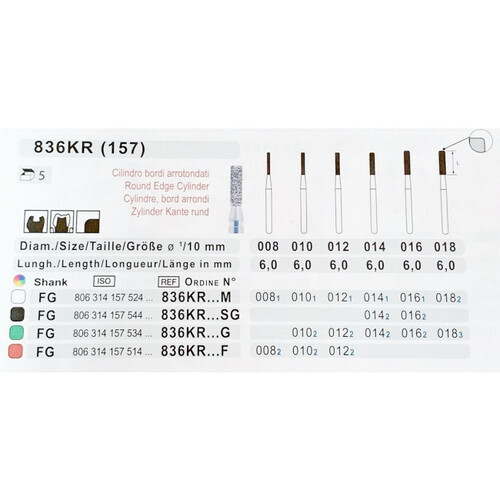 Бор TEKA (Італія), алмазний для Т/Н 836KR, циліндр c заокругленим краєм, 1 шт.