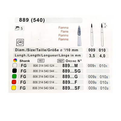 Бор TEKA (Італія), алмазний для Т/Н 889, полум'я, 1 шт.
