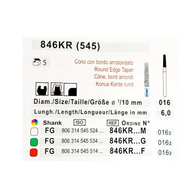 Бор TEKA (Італія), алмазний для Т/Н 846KR, конус c заокругленим краєм, 1 шт.