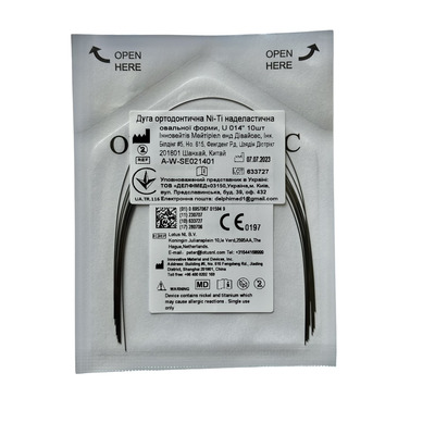 Дуги NI-TI Super Elastic, круглі, верх, низ, уп.10 шт.