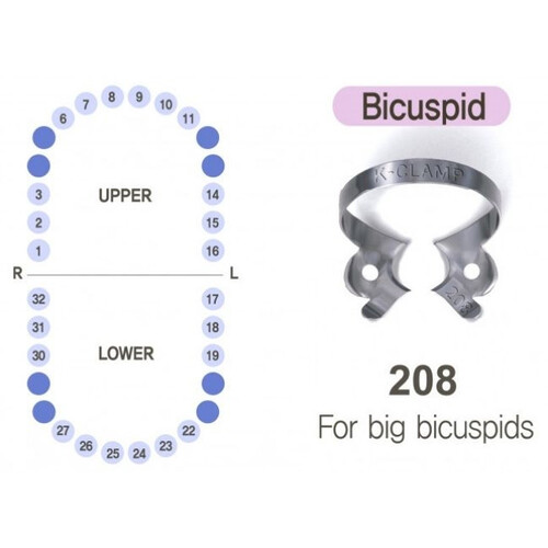 Кламп для кофердама, K-Clamp № 208, 1 шт.