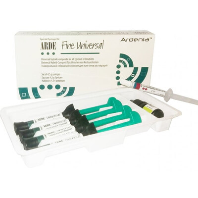 Arde Fine Universal NEW, набір 4 х 4,5 г (A2, А3, В2, ОА2) + бонд 10 мл + гель трав.