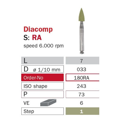 Полірувальна головка ортодонтична 180RA для к/н DIACOMP